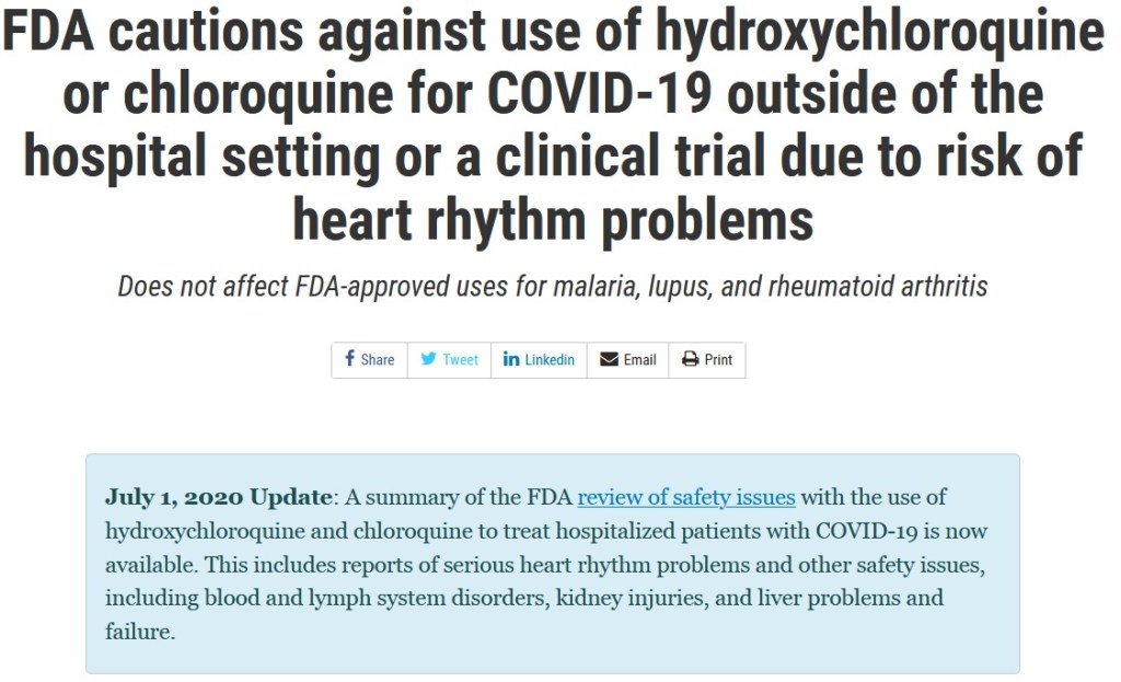 Hydroxychloroquine a possibility to be used in treating COVID-19? You&nbsp;decide…